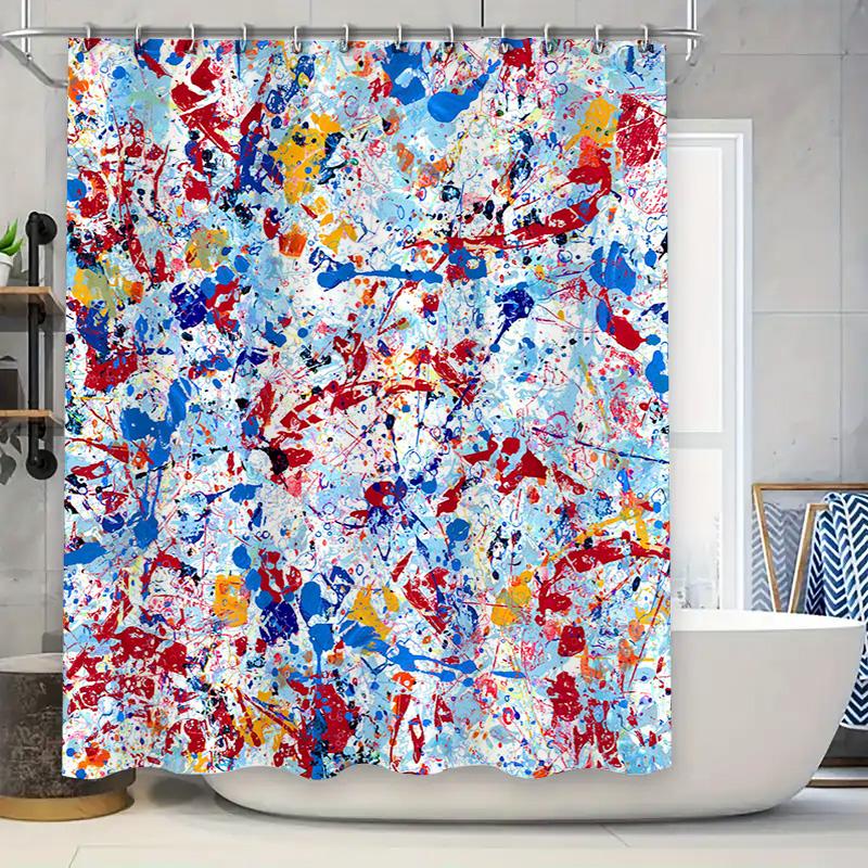 

Watercolor Shower Curtain Tropical Flowers Design Vivid Colors Quick Dry Polyester Fabric Easy Installation For Bathroom Decorat W60H190(CM)-1 Pcs