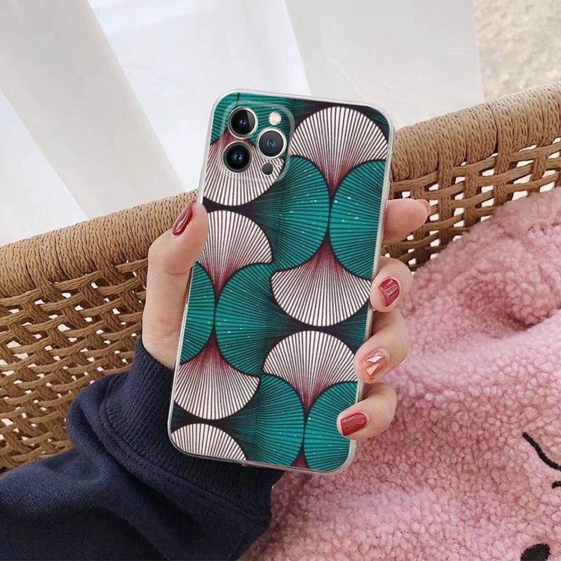 African Wax Fabric Phone Case For iPhone 14 13 12 Mini 11 Pro XS Max X XR SE 6 7 8 Plus Soft Silicone Cover