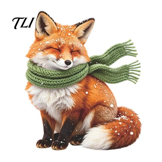 Festive Home Ornament Fox Static Window Cling, Christmas Winter Glass Stickers, PVC Electrostatic Cling Holiday Party Supplies Decal for Door