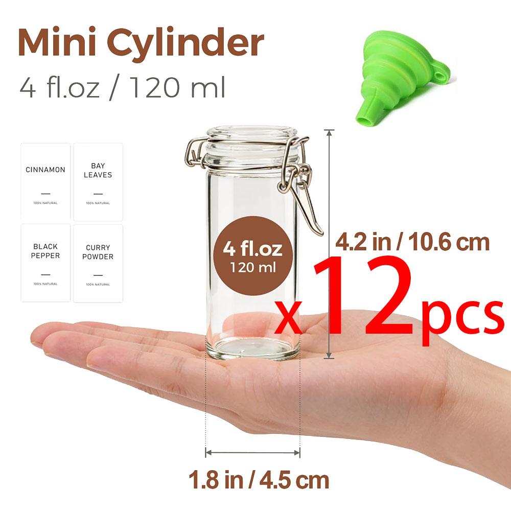 4oz Glass Spice Jars with Airtight Swing Top Lids,Small Clear Containers for Pantry Organization,Herb Storage,DIY Crafts & Gifts