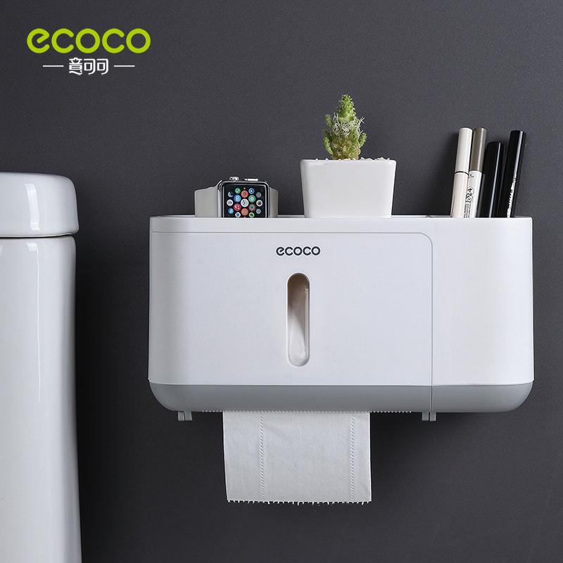 Bathroom roll paper towel holder, no-drill wall-mounted toilet paper and wet wipes storage box, disposable face towel rack