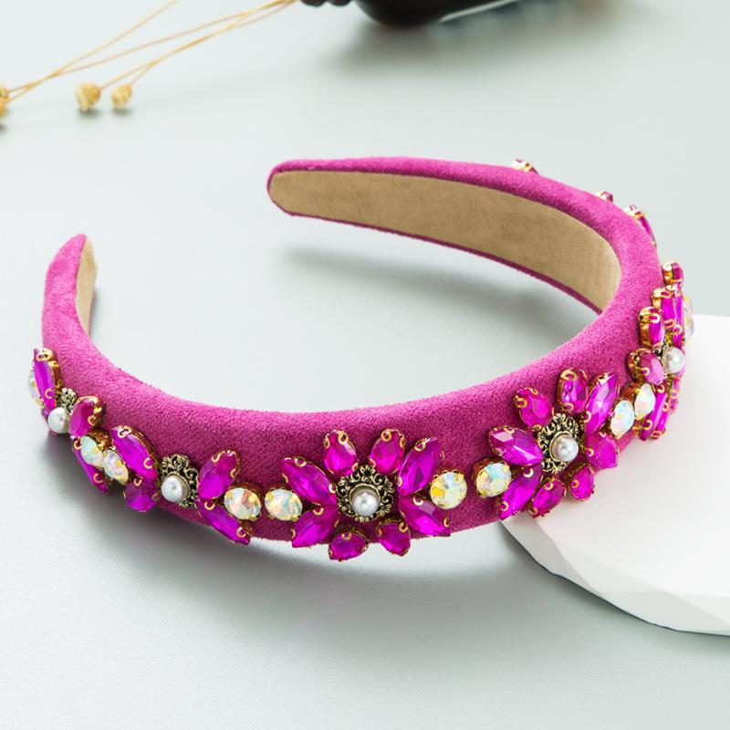 Barocke Kristallblumen-Kopfbedeckung für Damen, breite Krempe, hochwertiges Haarband