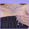 Zircon Flower Water Drop Necklace For Elegant Women With Copper Material And Lockbone Style