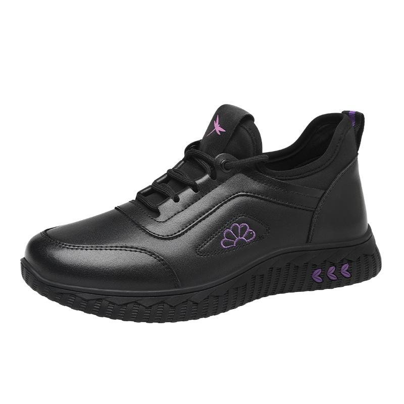 Red Dragonfly Women's Genuine Leather Casual Sports Shoes - Autumn/Winter Warm Plush Cotton Lined Sneakers.