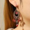 Vintage Bohemian Tassel Water Drop Earrings for Women Lady Bronze Color Hollow Dangle Earring Ethnic Female Jewelry