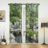 Fenstervorhänge mit Motiv „Ein Teich in einem japanischen Garten“ für Wohnzimmer, Schlafzimmer, Luxus, moderne Küchenvorhänge, Stoffvorhänge