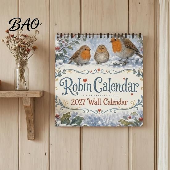 Academic Year Planner 2027 Bird Wall Calendar, 12-Month Monthly for Home Office Kitchen, Festival Event Practical Record Keeping Notebook with