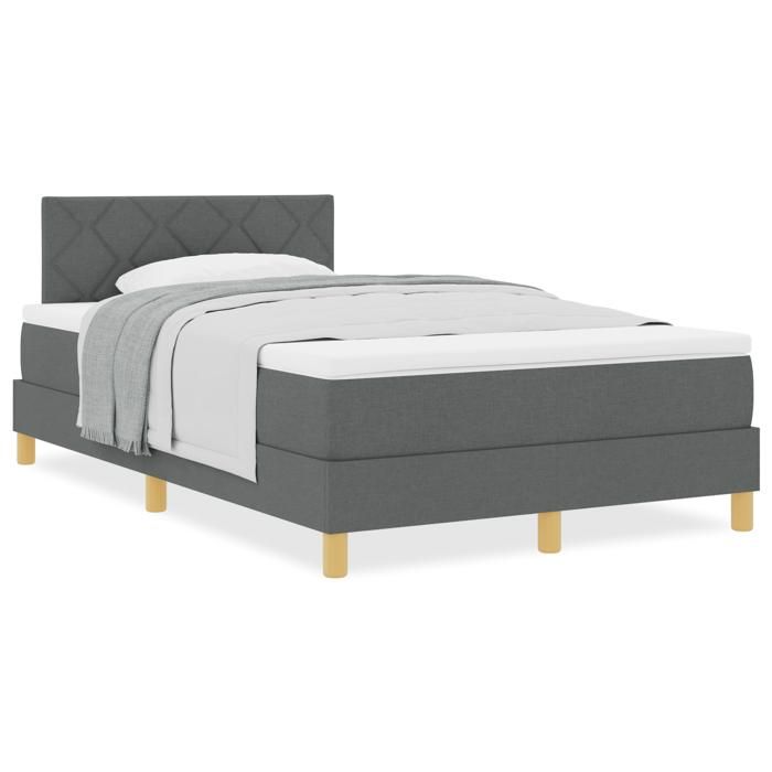 VidaXL Lit à ressorts indépendants avec matelas gris foncé 120x190 cm tissu 3338980