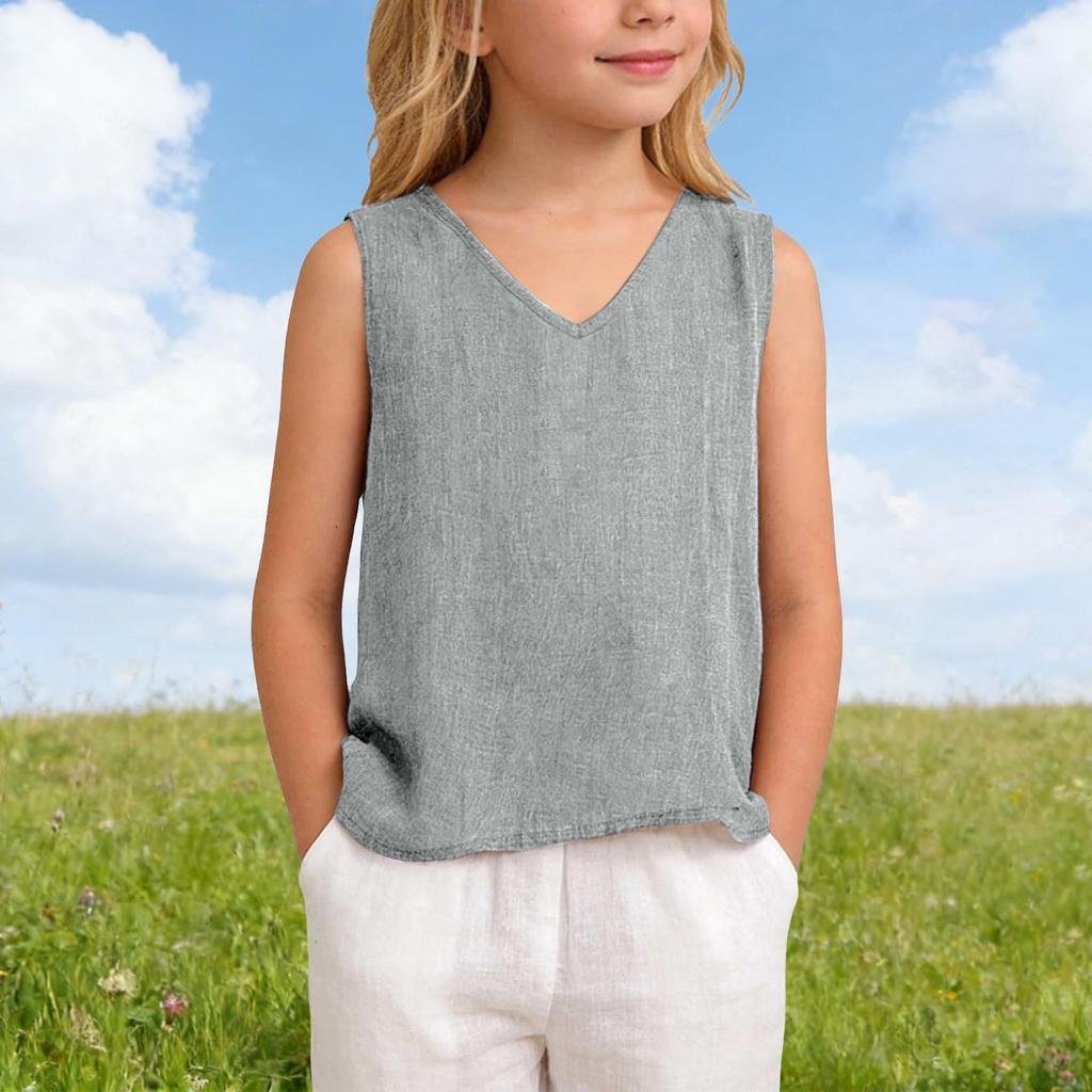 Lockeres T-Shirt für Kinder: Lässiges ärmelloses Mädchen-Tanktop