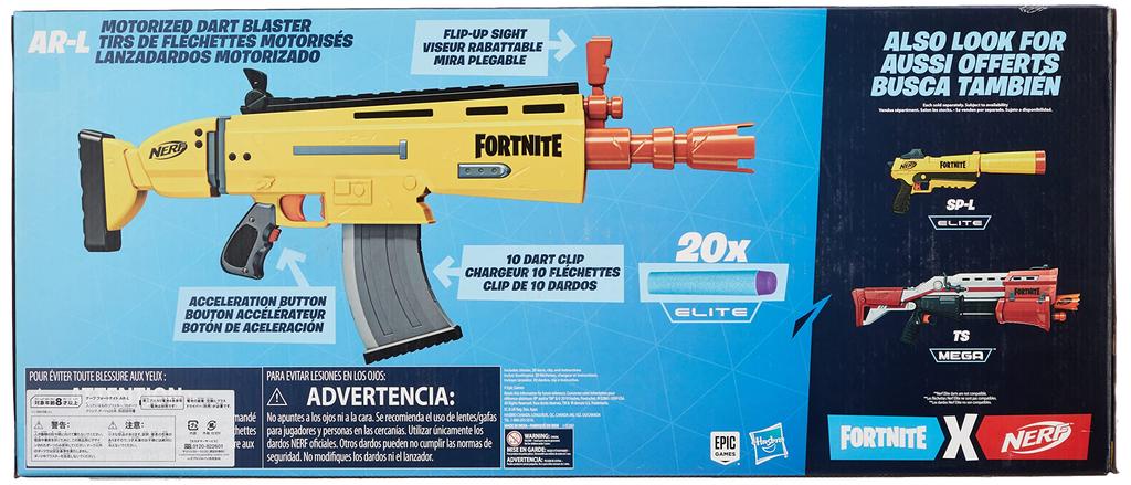 HASBRO Nerf Fortnite Elite Series Replica Electric Includes 20 Official Nerf Fortnite Elite Shooting for and Authentic AR-L Blaster, Toy, Darts,