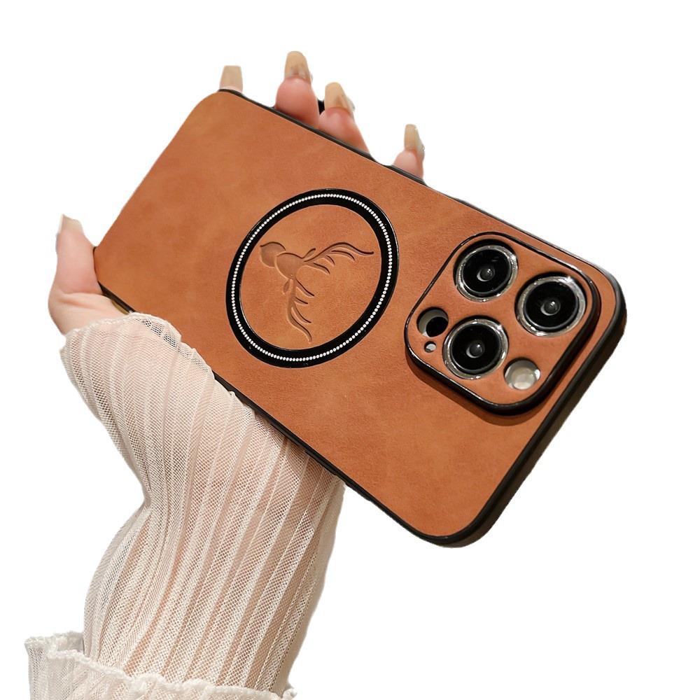 iPhone 16 Magnetic Cloth Texture Phone Case - Full Coverage Elk Design, Drop-Proof for Apple 14/15/17 Pro Max