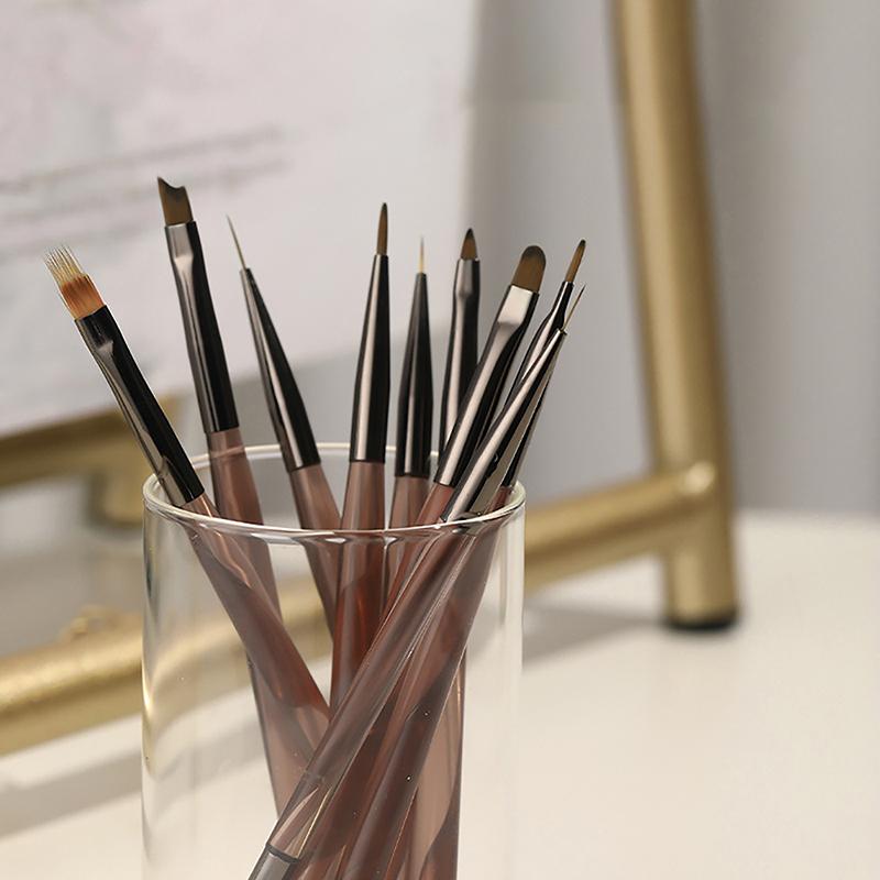 9 Pcs French Stripe Nail Art Liner Brush Set 3D Tips Line Stripes Diy Drawing Pen Uv Gel Brushes Painting Pen Manicure Tools