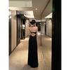 Design halter neck dress female summer royal sister style slim dress long dress black temperament hip skirt