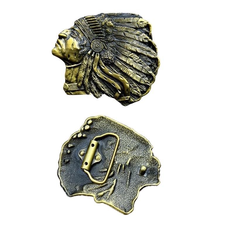 Western Styles Belt Buckle with Indian Tribal Pattern For Casual And Formal Wear Women Men Unisex Belt Clasp Accessory