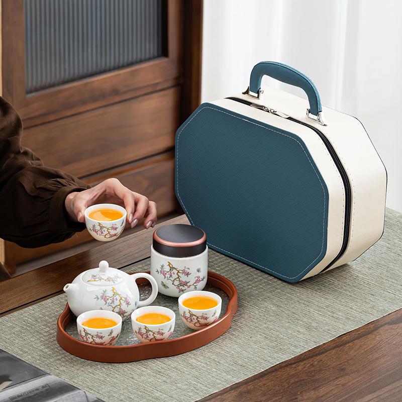 High-end Dehua Suet Jade White Porcelain Outdoor Tea Set Office Household Kung Fu Business Gifts Can Be