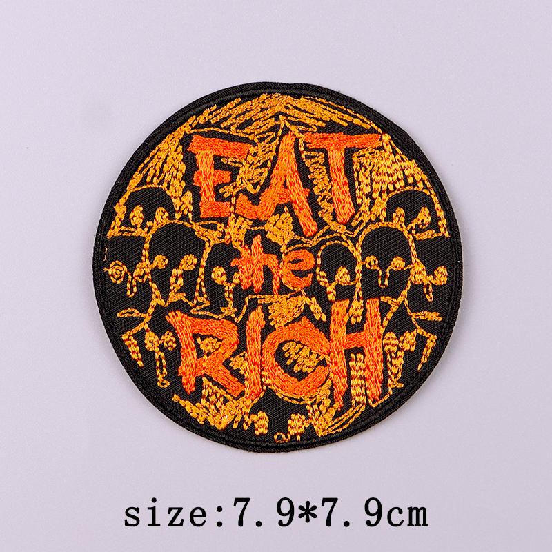Punk Skull Embroidery Patch Iron On Patches For Clothing Hip Hop Embroidered Patches On Clothes Fusible Patch For Clothes Badges