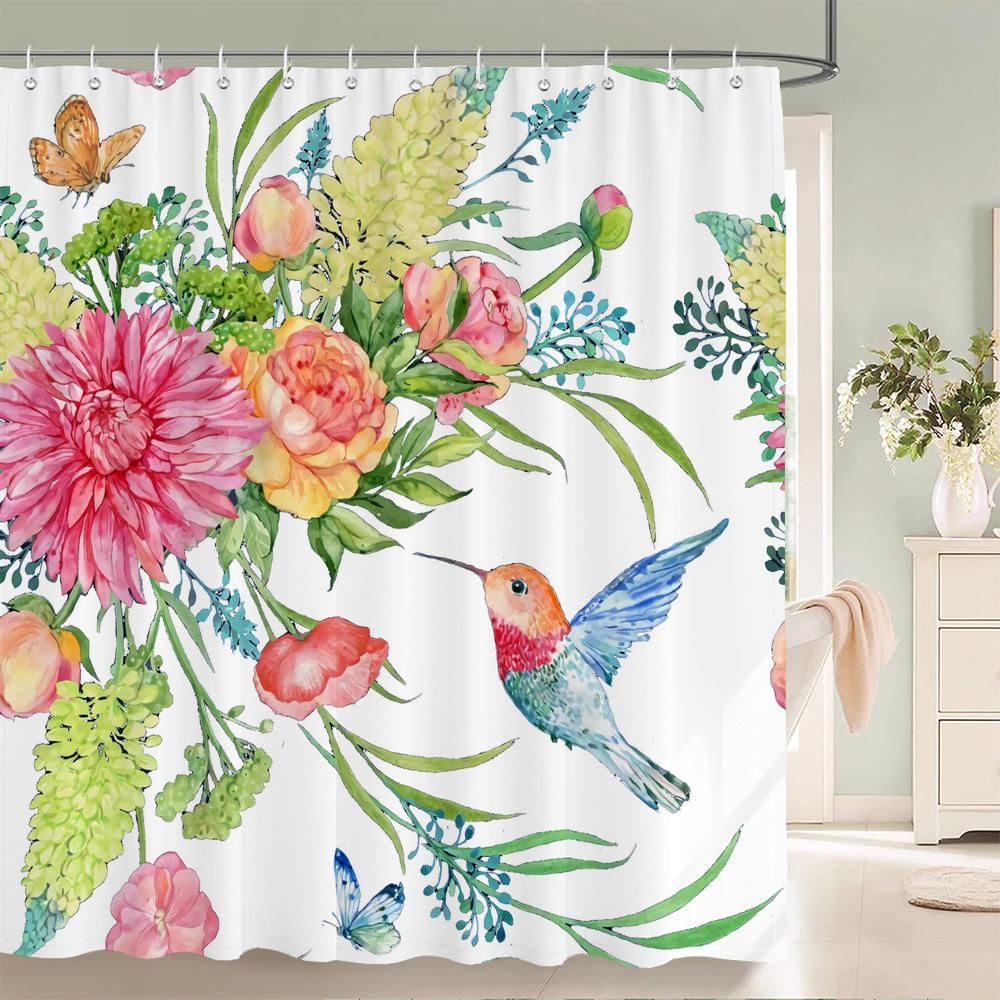 Waterproof Flower Leaves Shower Curtain For Bathroom Bath Curtains 3D Print Polyester Fabric Decor Multi-Size Shower Curtains