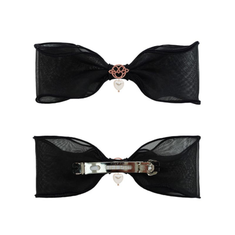 DELPHIN Mesh Ruffle Ribbon Pin (Black)