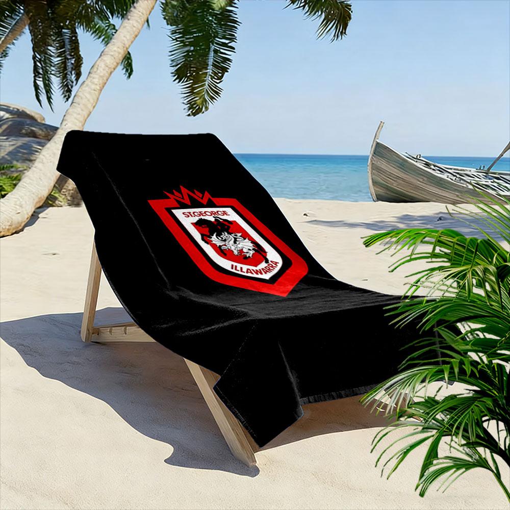 "St George Illawarra Team Emblem Design" Patterned beach towel quick dry perfect for travel outdoor sports jogging the beach and swimming