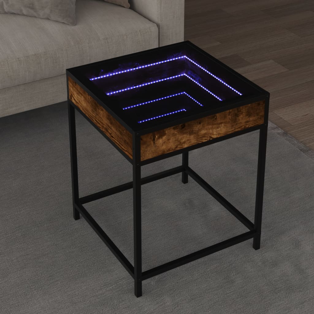 Infinity LED Coffee Table in Smoked Oak 40 x 40 x 51 cm