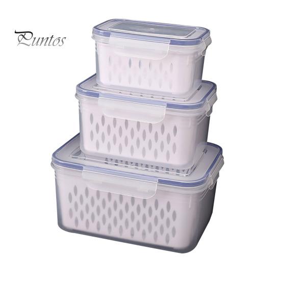 3Pcs Fruit Storage Containers Food Grade BPA Free Large Capacity Good Sealing Easy To Clean Fruit Vegetable Storage Boxes with Lid