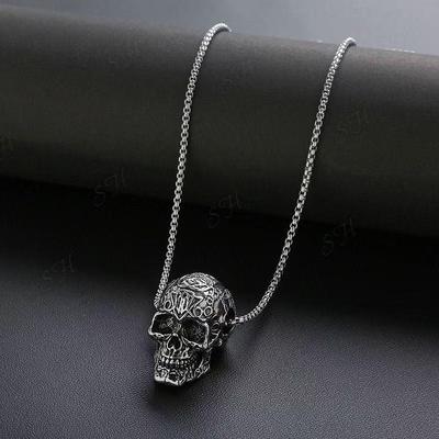 Skull Pendant Jewelry Necklace Silver Gothic Punk Jewelry Fashion Charm Declaration Gift