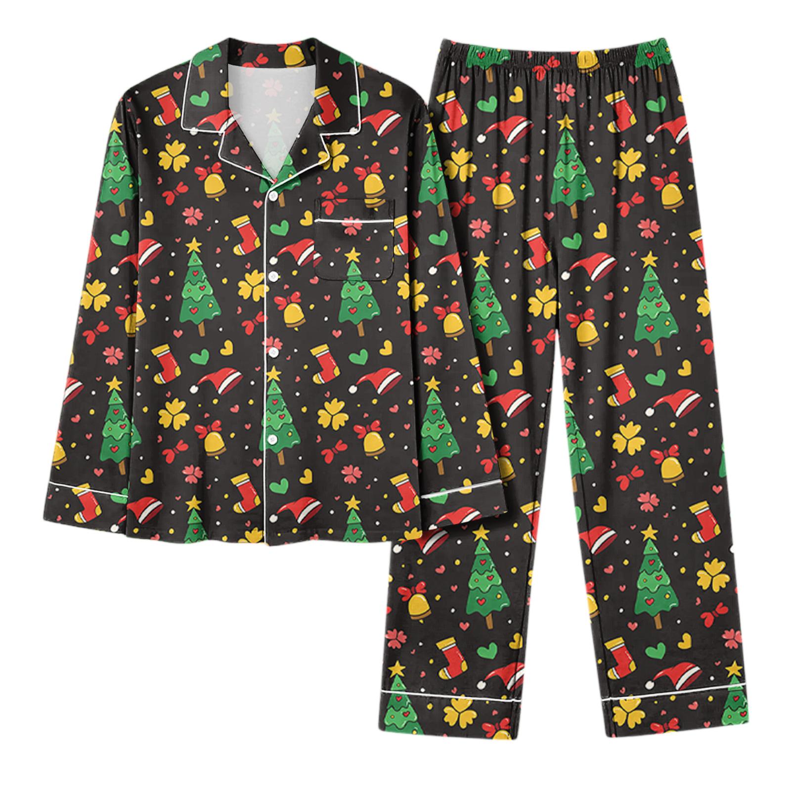 

Женский повседневный модный комплект для дома с длинным рукавом и брюками с рождественским принтом L