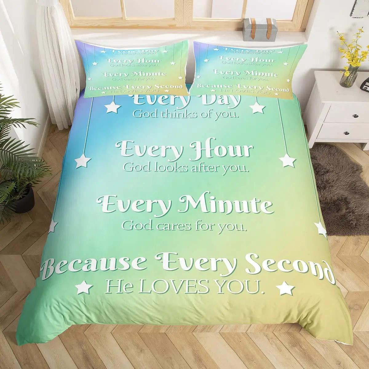 Healing Duvet Cover Set Starry Sky Galaxy Butterfly Inspirational Thoughts Prayers Bedding SetsPositive Energy Comforter Cover 70x133cm 2pcs