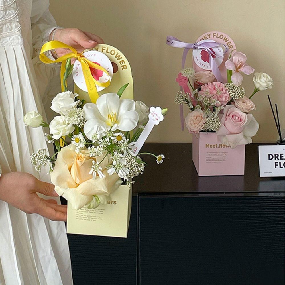 5pcs Foldable Flower Arrangement Box Romantic Bouquet Wrapping Box  Wedding Party Supplies