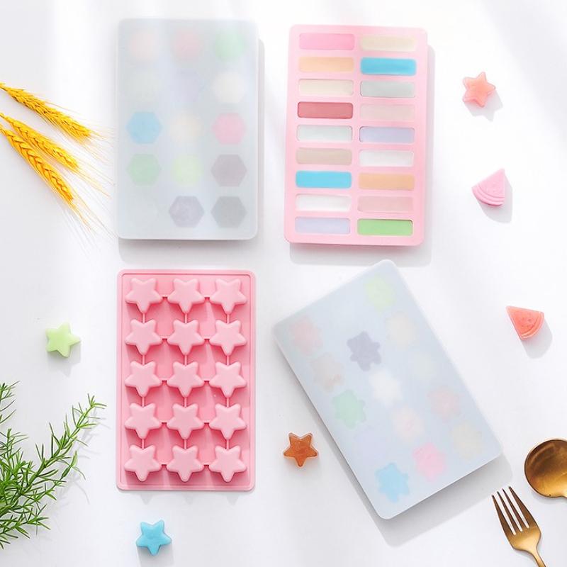 More Style With Lid Geometry Star Ice Mold Bear Chocolate Biscuit Jelly Mould Watermelon Shape Cake Decor Candle Soap Making Set