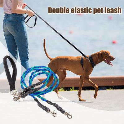 Doppelte Bungee-Hundeleine Verhedderungsfrei 360-Grad-Drehgelenk Doppelte Hundeleine Hundeausführung Trainingsleine Verteiler für mittelgroße bis große Rassen