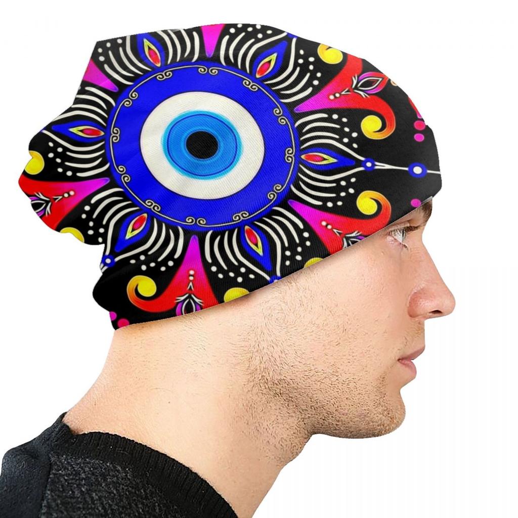 Mediterranean Evil Eye Skullies Beanies Caps Hip Hop Winter Warm Knitted Hat Adult Unisex Turkish Amulet Culture Bonnet Hats