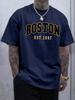 Summer Unisexs 100 Pure Cotton Casual Fashionable Loose Boston EST 1997 Printed Round Neck Short Sleeved TShirt Versatile Top