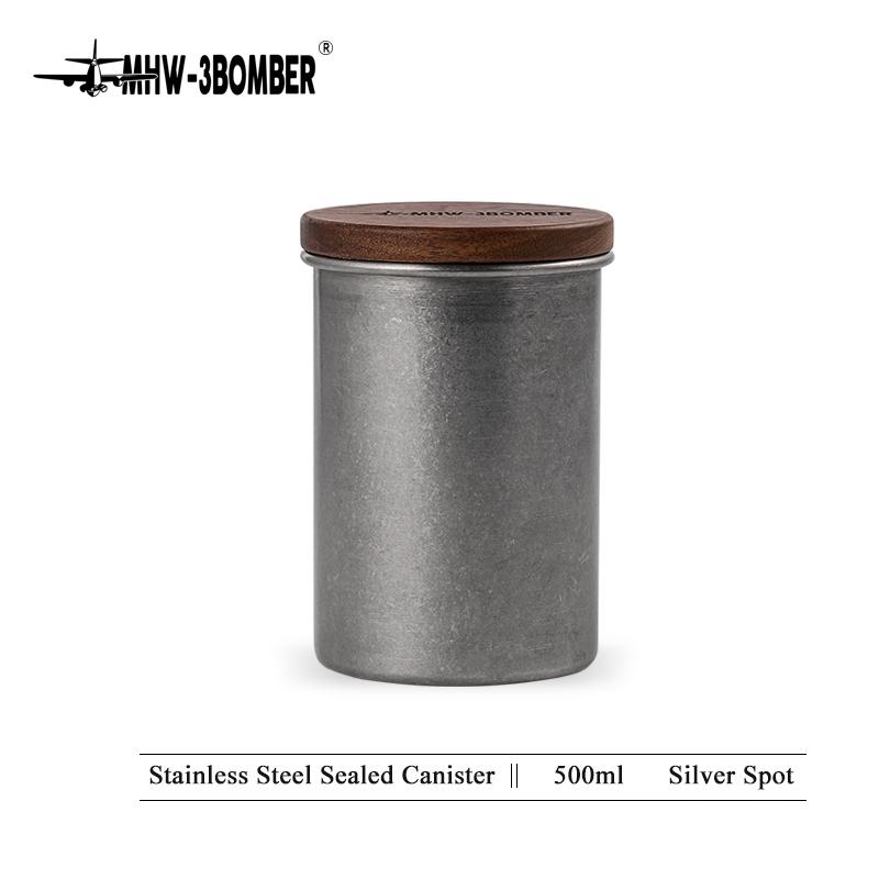 MHW-3BOMBER 500ML Airtight Stainless Steel Coffee Bean Storage Container Home Storage Canister 8g Measuring Spoon Kitchen Tools