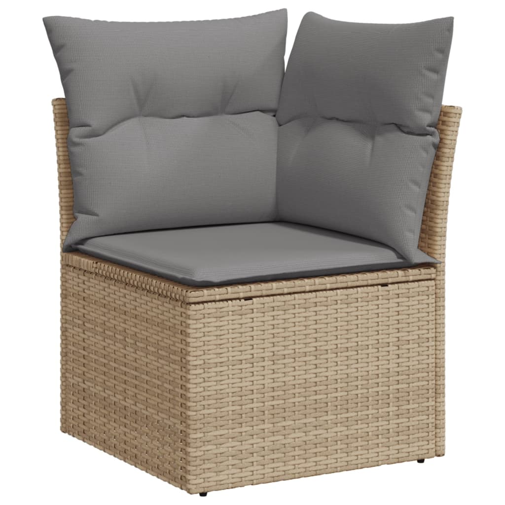 Vidaxl 11-Cz. Garden Furniture Set With Cushions, Beige, Poly Rattan