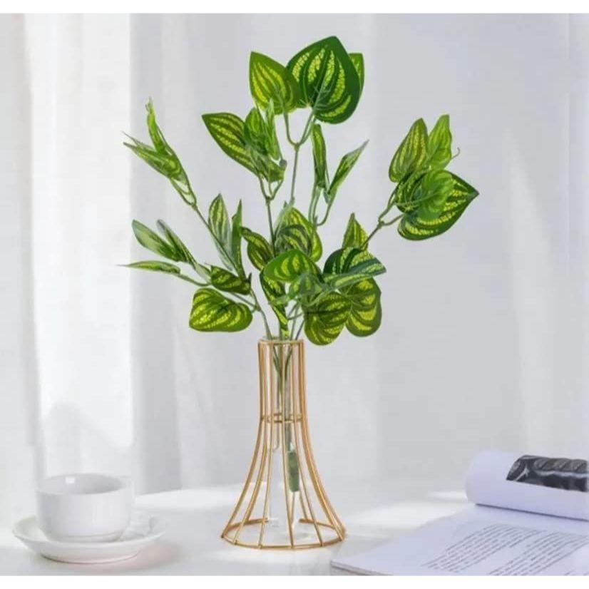 1 Pcs Metal Vase for Home Decor, Living Room, Bedroom, Office, Table Centerpiece | Propagation Station with Metal Frame Test Tube Glass Items