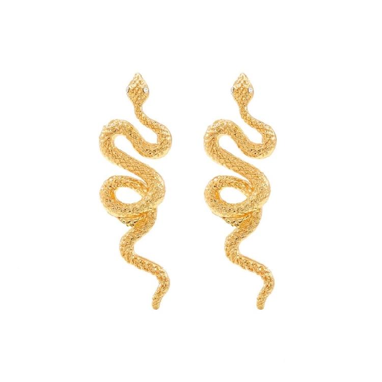 

Fashionable Punk Snake Earrings Delicate Ear Studs Stylish Ear Jewelry Alloy Texture Present for Youthful Fashion Lovers золотий