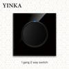 YINKA Tempered Glass 1/2/3/4 Gang 1/2 Way On / Off Wall Light Switch LED Indicator FR EU Standard Universal Home Socket