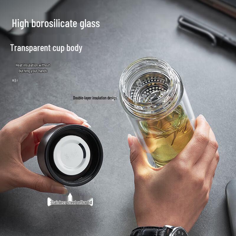 FUGUANG Cha Ma Shi Double-Layer Antibacterial Glass Cup