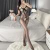 New Sex Underwear Sexy Pure Desire Mesh Stockings Set Open One-piece Hollow Uniform Set Large Size Jacquard