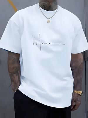 Herren Sommer 100% reine Baumwolle modisches lässiges Sport lockerer Trend Balance Buchstabenaufdruck Rundhals kurzärmeliges T-Shirt Oberteil