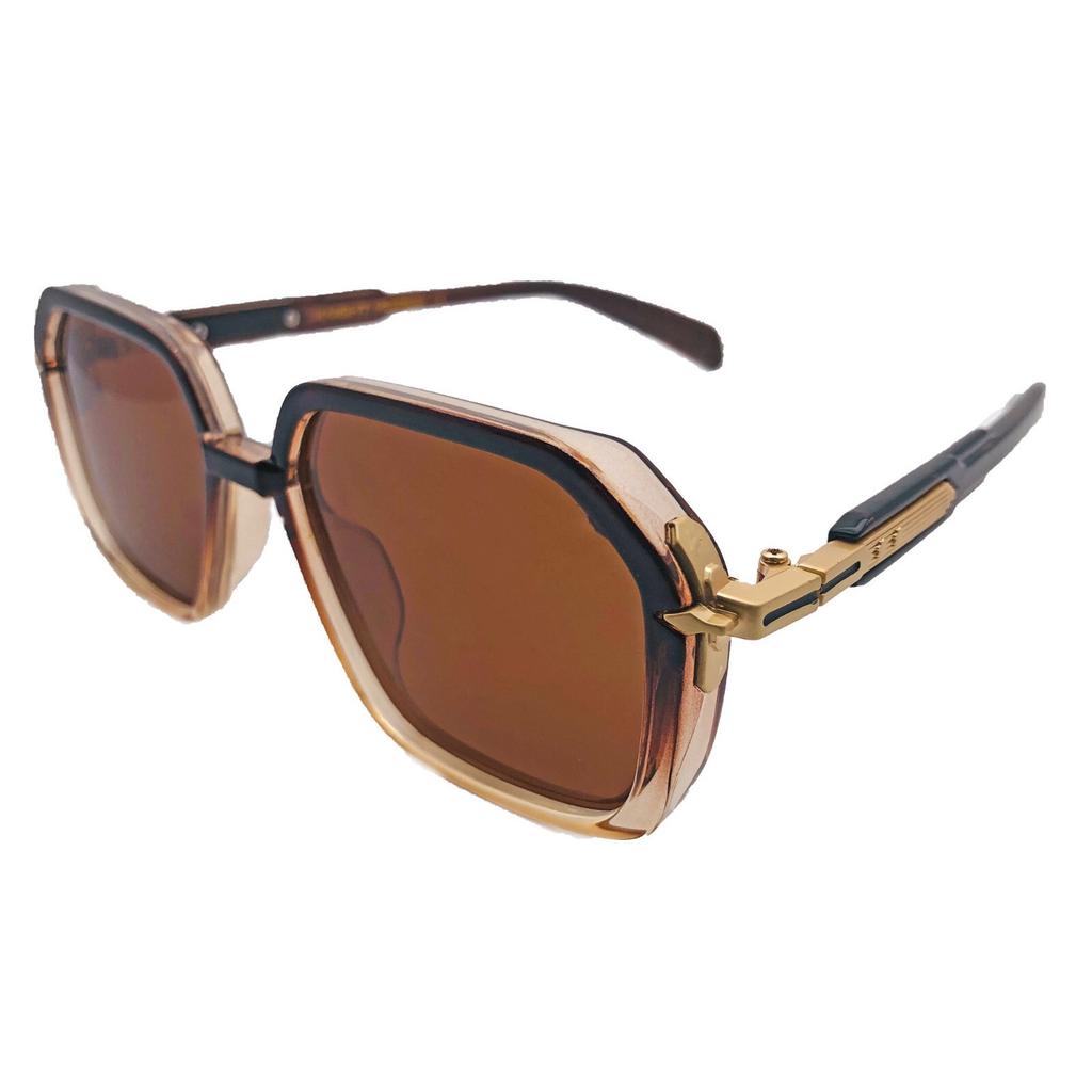 RSINC Unisex Designer-Sonnenbrille UV-Schutz Vintage Quadratisch Braun Gold KN-2307 B0DKC3S5CF