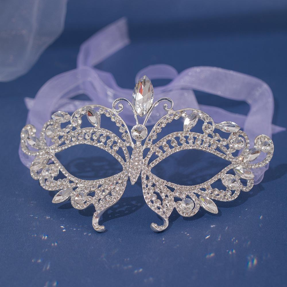 Rhinestone Rhinestone Face Mask Half Face Hollow Eye Mask Luxury Masquerade Mask Wedding Party