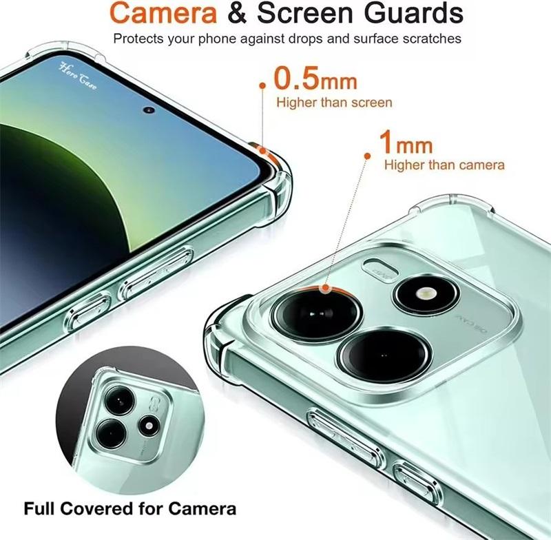 Shockproof Clear Case For Xiaomi Redmi Note 14 4G 5G Slim TPU Soft Camera Shockproof Cover On Redmy Note14 Note 14 Pro+ 5G Bag