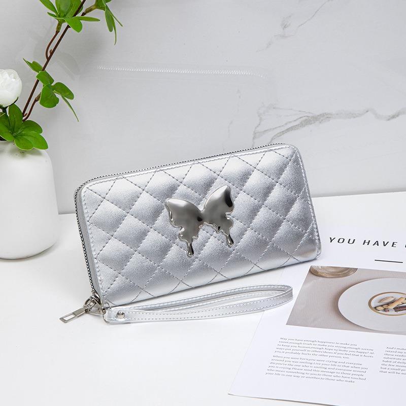 Neue bestickte Rhombus-Schmetterling-Dekor-Clutch-Tasche modische und lässige Multi-Karten-Reißverschluss-multifunktionale Rhombus-Geldbörse