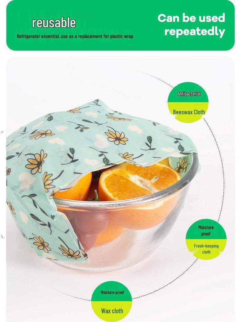 Nien Degradable Beeswax Wraps - 3-Piece Food-Grade Preservation Set
