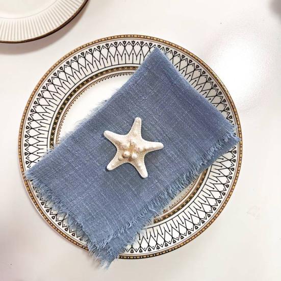 Bohemian Napkin with Fringe Solid Color Dinner Napkin Machine Washable Rustic Napkin for Home Farmhouse Party Wedding Dining Table Decor