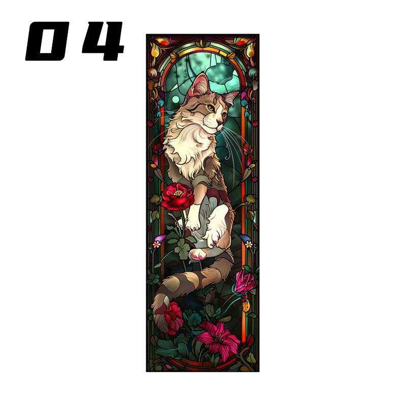 European Retro Church Window Film Self-Adhesive Creative Cat Art Painting Stained Glass Film Home Decor Privacy Stickers
