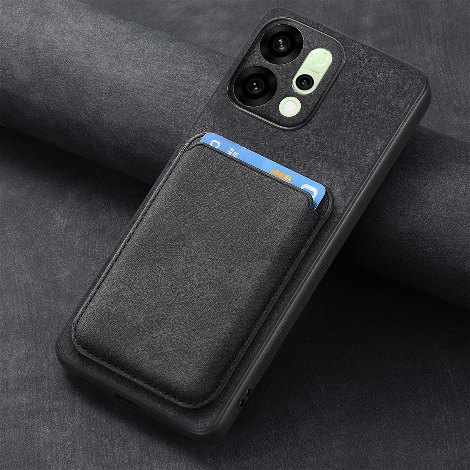 Voor Lederen Hoesje voor Reno 14 Pro Reno14 G Magnetisch Afneembaar 2-in-1 Portemonnee Kaarthouder Cover voor OPPO Reno 12 13 FS For Reno 12 pro black