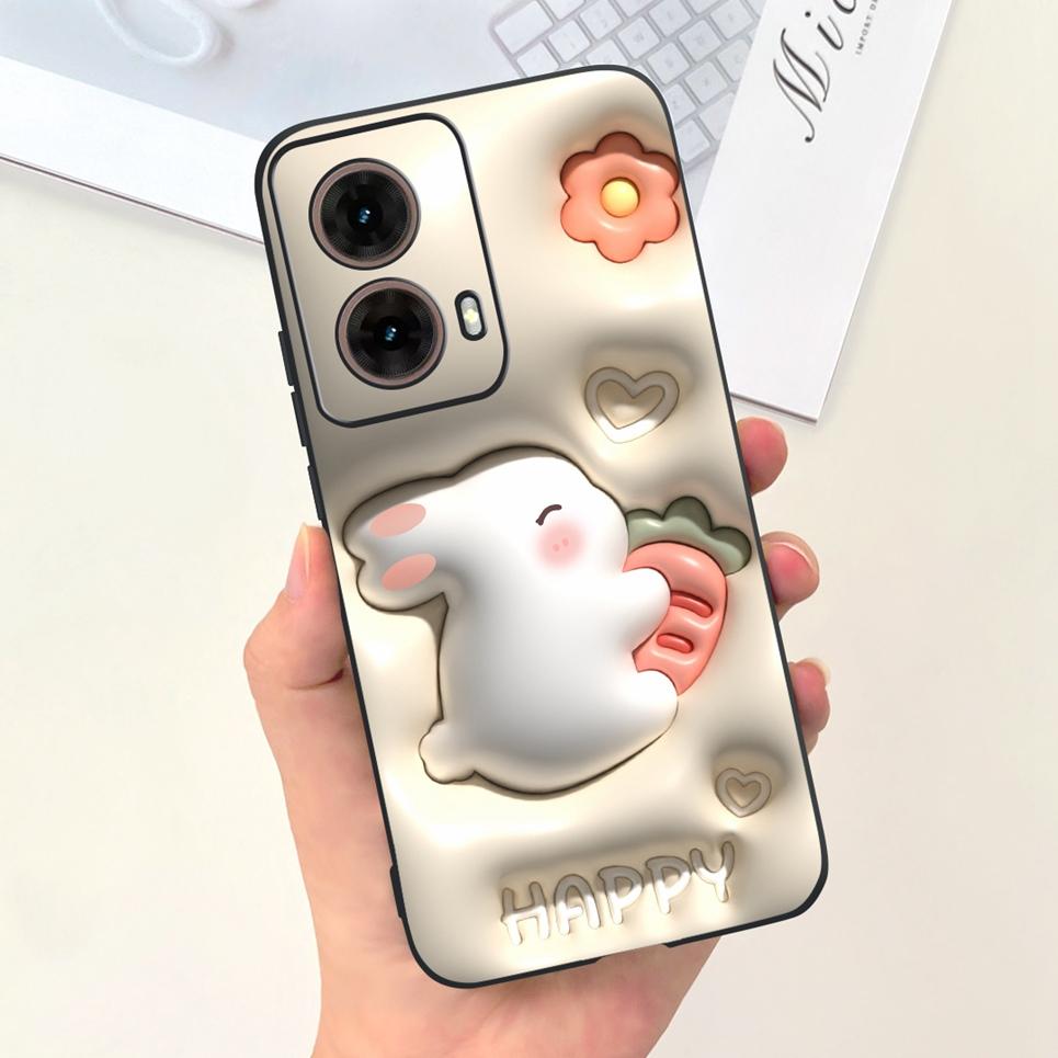 Animals Painting Phone Case For Motorola Moto G85 MotoG85 / Motorola G 85 Back Cover Panda Rabbit Cat Funda Bumper Soft Silicone